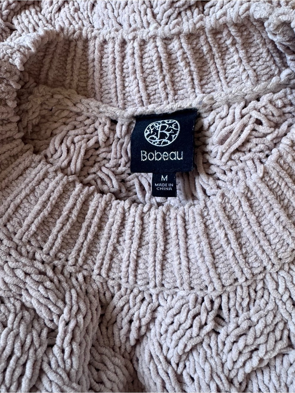 bobeau Taupe Cable Knit Crewneck Sweater,Size Medium - Picture 5 of 7